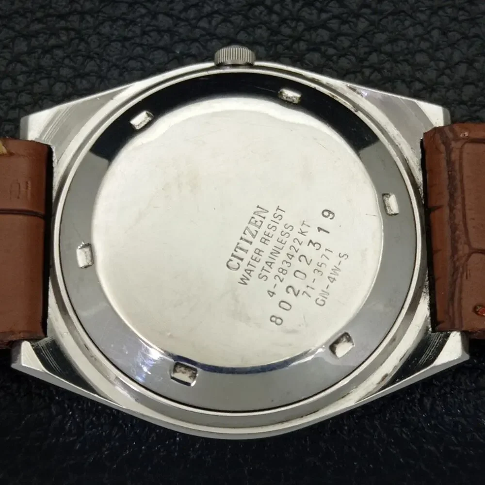 Vintage 1977 Citizen Automatic Mens Silver Watch W/daydate & Gold accents